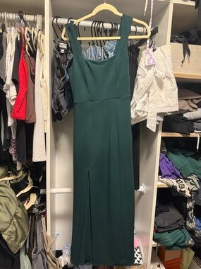 Show Me Your MuMu Dark Green Maxi Dress with Front Slit